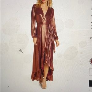 wayf meryl long sleeve wrap dress